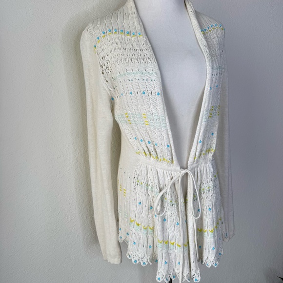 Anthropologie Moth Lazuli Dusted Cardigan Embroidered & Beaded - Picture 7 of 11